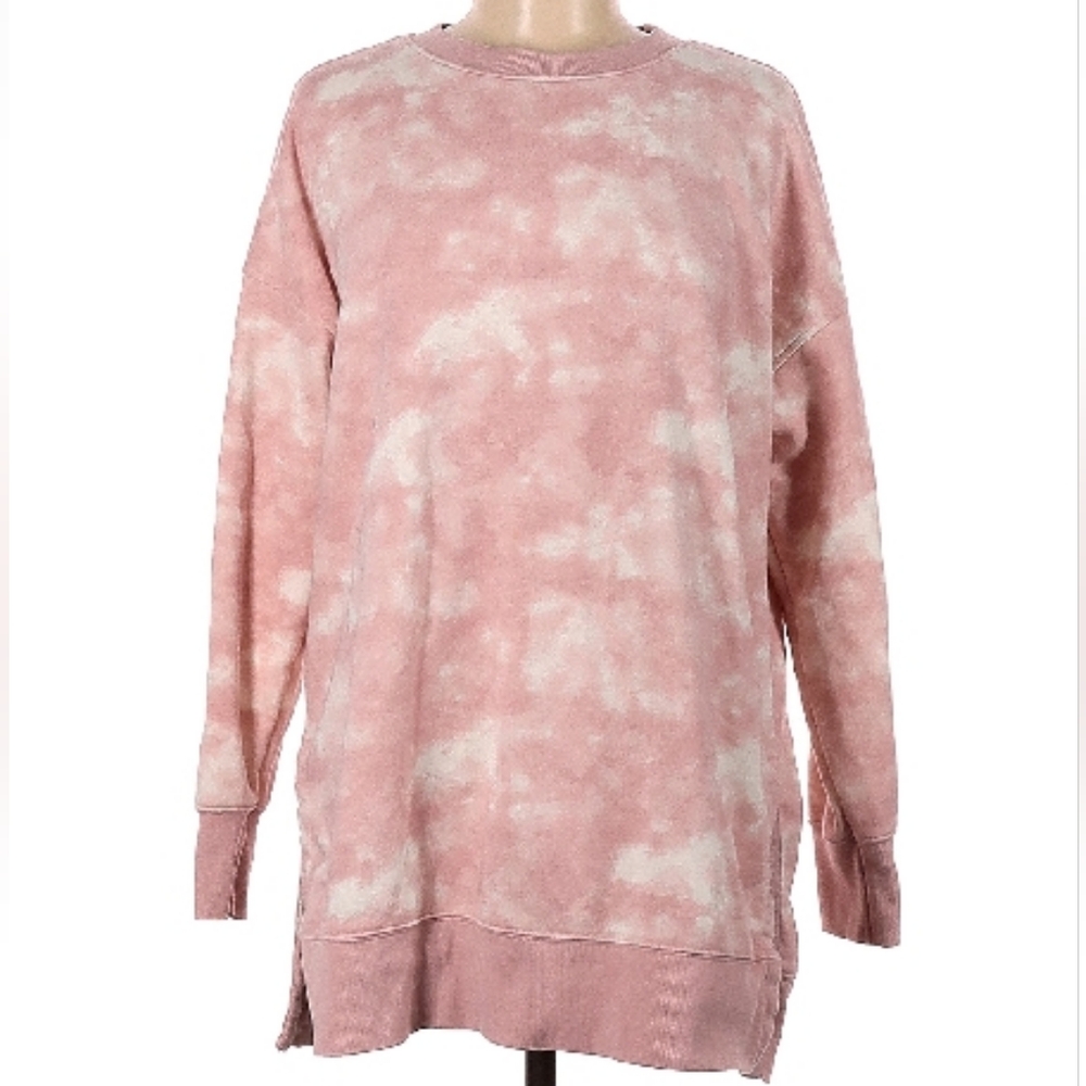 Old Navy Pink Tie Dye Crew Neck Oversized Long Sleeve Sweatshirt